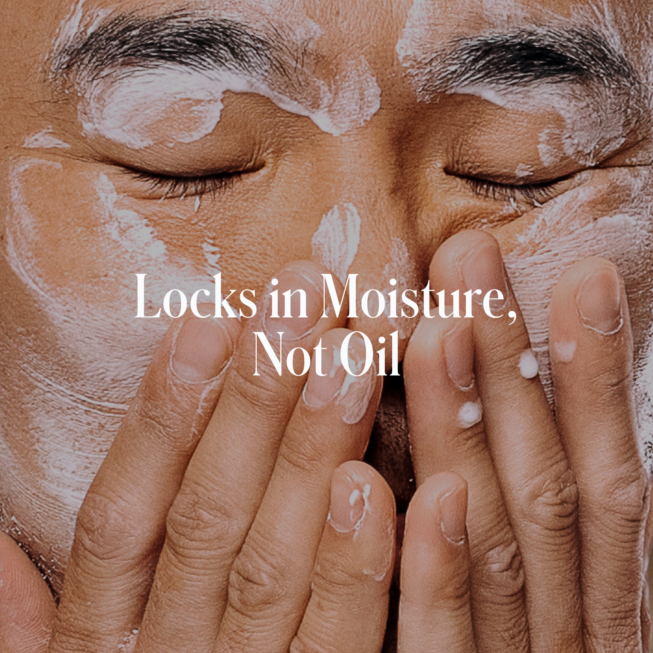 A person applies Geologie Clear Skin Face Cream to their face as text reads, Locks in Moisture, Not Oil. Powered by azelaic acid, it supports a balanced complexion.